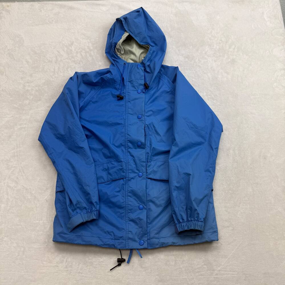 L.L. Bean Women's Rain Jacket Blue Size Small Hooded Gorpcore Shell Coat Vintage